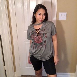 Rocker Grey Tee with Cut Outs